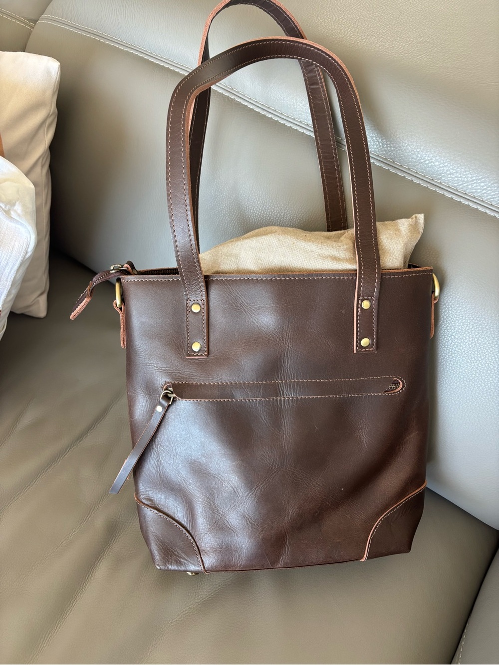 Classic Brown Leather Tote Bag